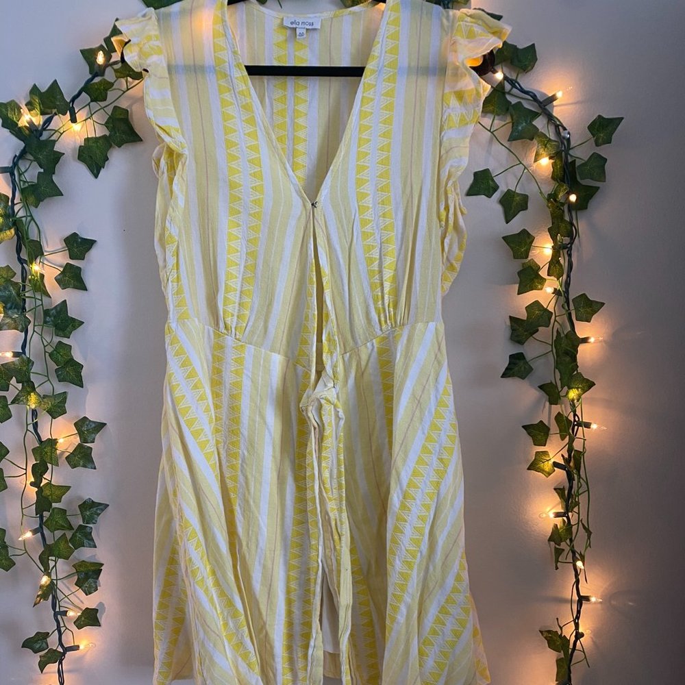 Ella Moss Yellow Striped Wrap Around Mini Dress